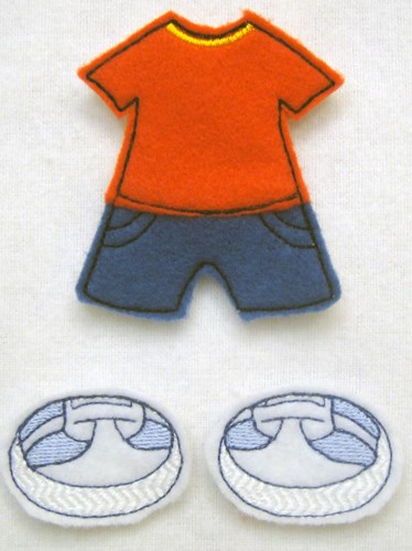 Felt Paperdoll Boys Shorts Machine Embroidery Design