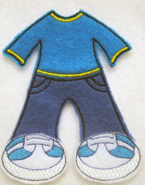 Picture of Felt Paperdoll Boys Jeans Machine Embroidery Design