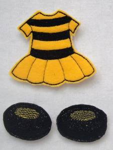 Picture of Felt Paperdoll BumbleBee Costume Machine Embroidery Design