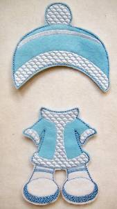 Picture of Felt Paperdoll Snowsuit and Hat Machine Embroidery Design