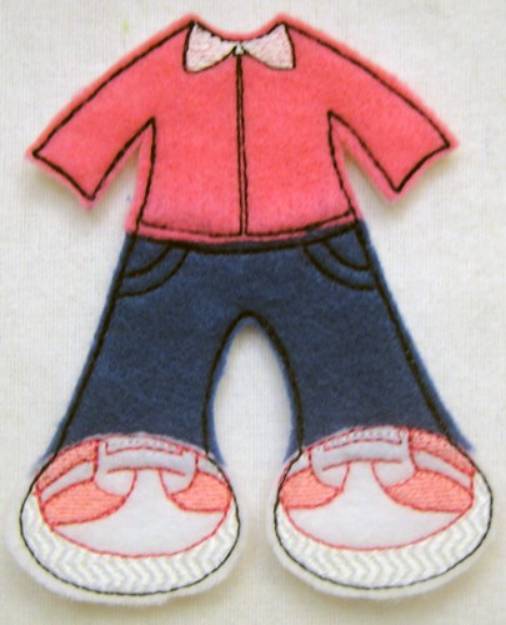 Picture of Felt Paperdoll Jeans and Sweater Machine Embroidery Design