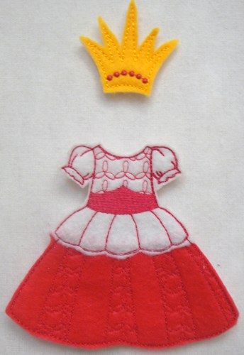 Felt Paperdoll Princess Outfit Machine Embroidery Design