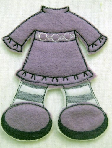 Felt Paperdoll Dress with Leggings Machine Embroidery Design