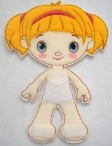 Picture of Girl Felt Paperdoll Machine Embroidery Design