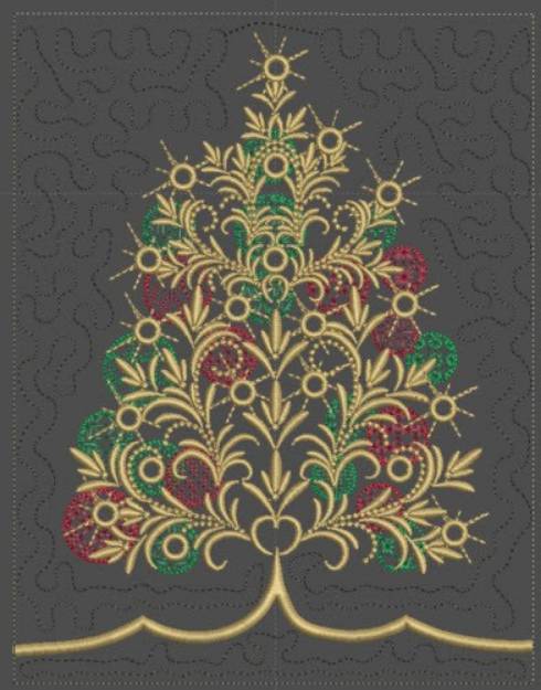 Picture of Twinkling Lights Christmas Tree Quilt Block Machine Embroidery Design