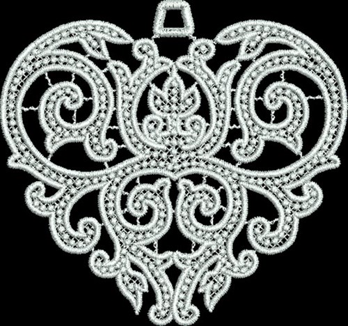 FSL Beaded Heart Ornament Machine Embroidery Design