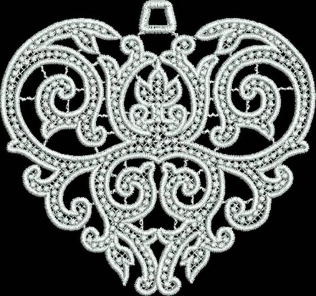 Picture of FSL Beaded Heart Ornament Machine Embroidery Design