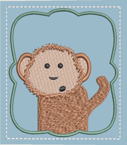 Memory Game Monkey Machine Embroidery Design