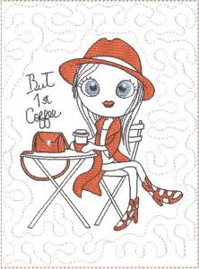 Picture of ITH French Café Girly Mug Mat 1 Machine Embroidery Design