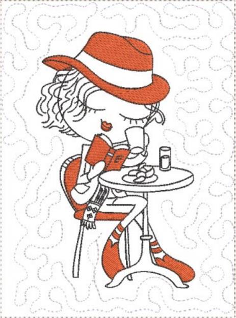 Picture of ITH French Café Girly Mug Mat 2 Machine Embroidery Design