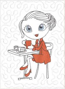 Picture of ITH French Café Girly Mug Mat 3 Machine Embroidery Design