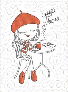 Picture of ITH French Café Girly Mug Mat 4 Machine Embroidery Design