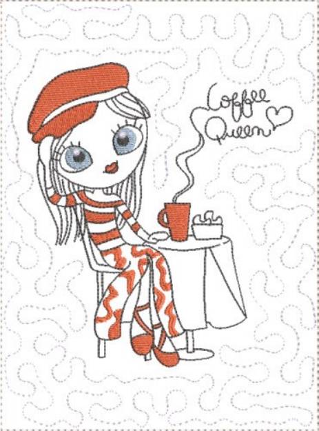 Picture of ITH French Café Girly Mug Mat 5 Machine Embroidery Design