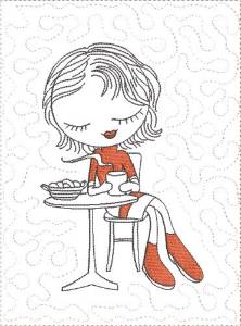 Picture of ITH French Café Girly Mug Mat 7 Machine Embroidery Design