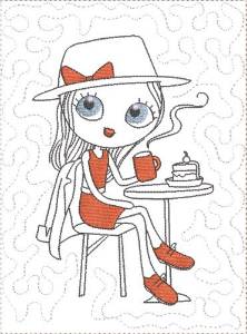 Picture of ITH French Café Girly Mug Mat 9 Machine Embroidery Design