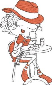Picture of French Café Girl 2 Machine Embroidery Design