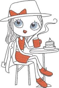Picture of French Café Girl 9 Machine Embroidery Design