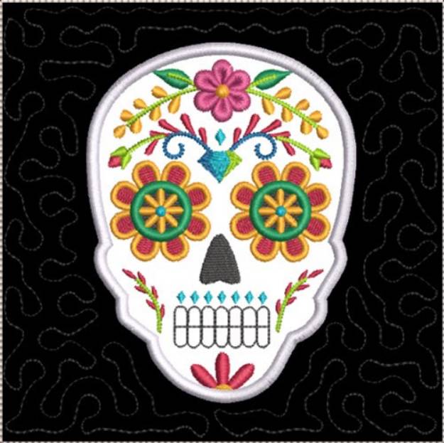 Picture of ITH Sugar Skull Quilt Block 2 Machine Embroidery Design