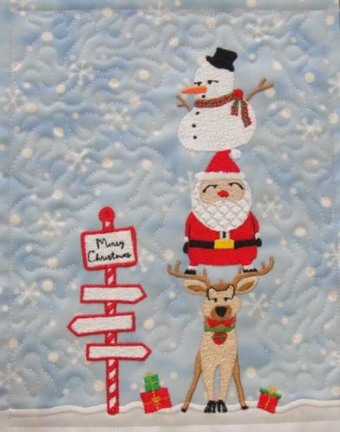 Picture of Christmas Trio Mini Quilt Machine Embroidery Design
