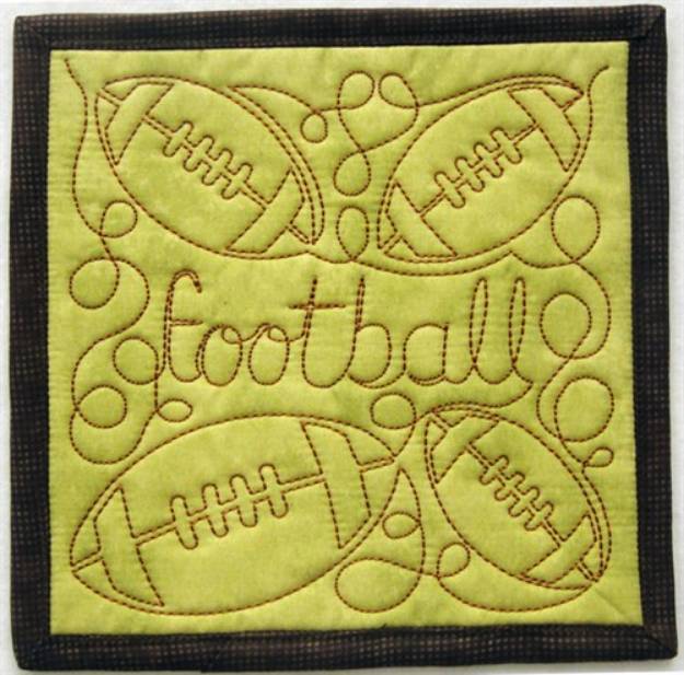 Picture of Free Motion Football Mug Mat Machine Embroidery Design