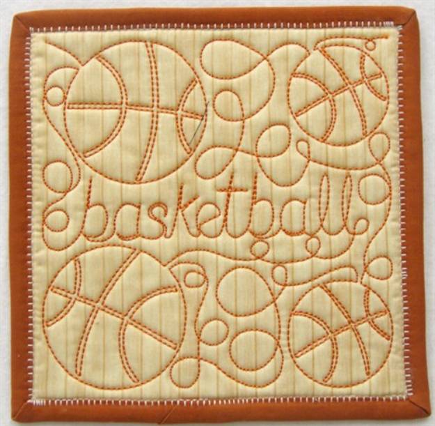 Picture of Free Motion Basketball Mug Mat Machine Embroidery Design