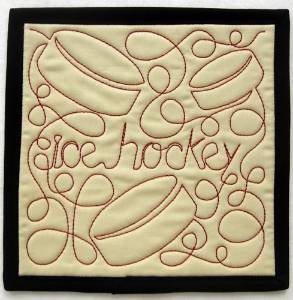Picture of Free Motion Ice Hockey Mug Mat Machine Embroidery Design
