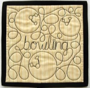 Picture of Free Motion Bowling Mug Mat Machine Embroidery Design