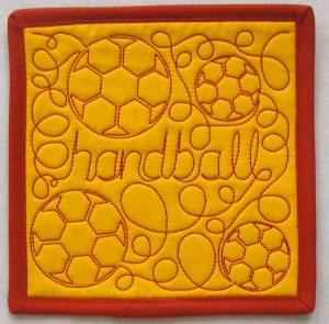 Picture of Free Motion Handball Mug Mat Machine Embroidery Design