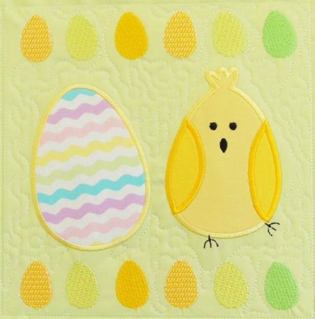 Picture of Easter Egg & Chick Quilt Block 2 Machine Embroidery Design