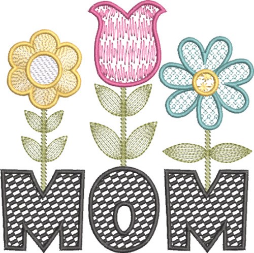 Flowered Mom Machine Embroidery Design
