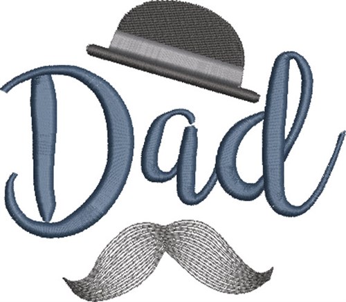 Dad with Bowler Machine Embroidery Design