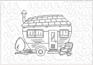 Picture of ITH Camper Mug Rug 1 Machine Embroidery Design