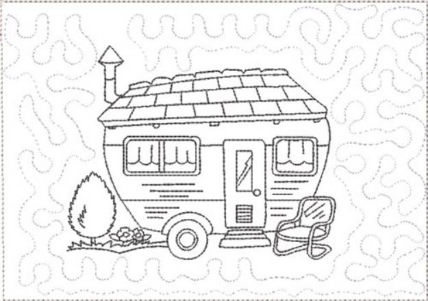 Picture of ITH Camper Mug Rug 1 Machine Embroidery Design