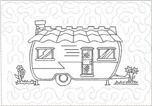 Picture of ITH Camper Mug Rug 2 Machine Embroidery Design