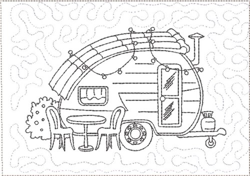 ITH Camper Mug Rug 9 Machine Embroidery Design