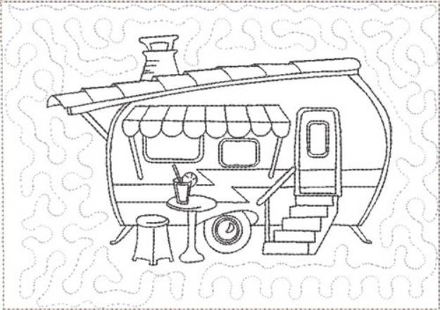 Picture of ITH Camper Mug Rug 8 Machine Embroidery Design