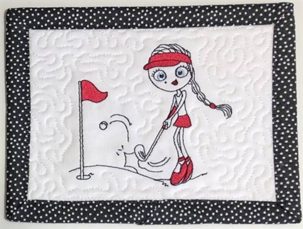 Picture of Ladies Golf Mug Rug 3 Machine Embroidery Design