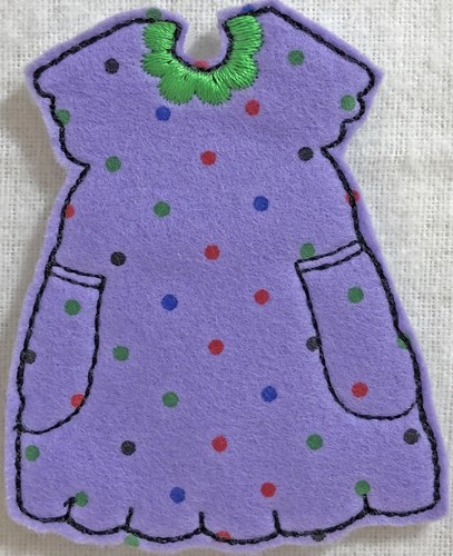 Dress 6 for Small Felt Paperdoll Machine Embroidery Design