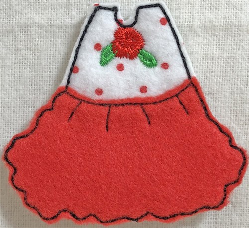 Dress 5 for Small Felt Paperdoll Machine Embroidery Design