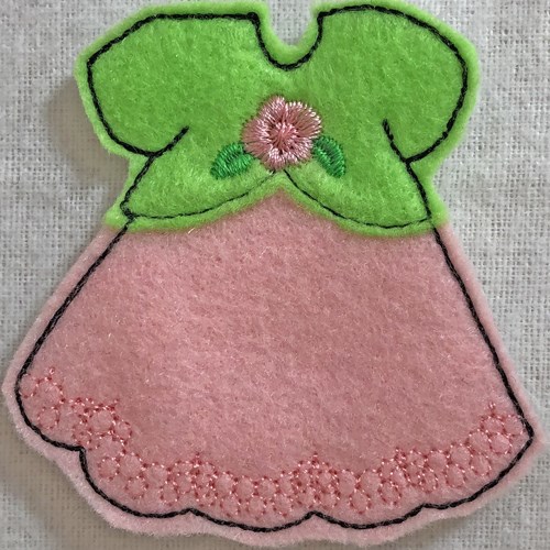 Dress 1 for Small Felt Paperdoll Machine Embroidery Design