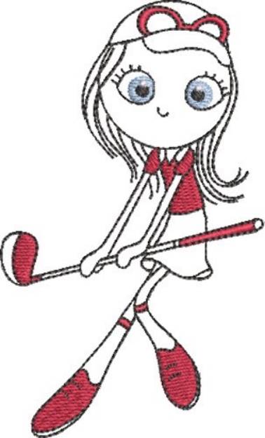 Picture of Lady Golfer 10 Machine Embroidery Design