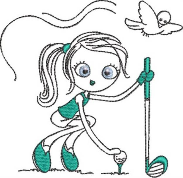 Picture of Lady Golfer 6 Machine Embroidery Design