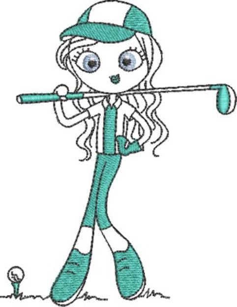 Picture of Lady Golfer 8 Machine Embroidery Design