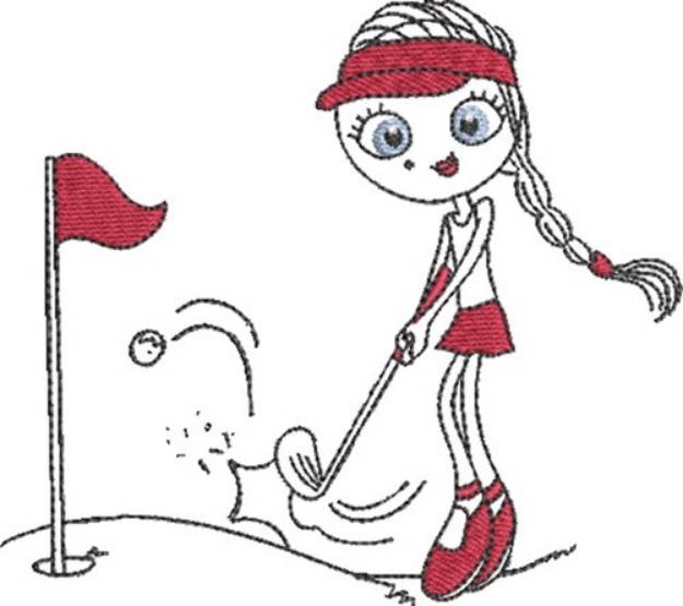 Picture of Lady Golfer 3 Machine Embroidery Design