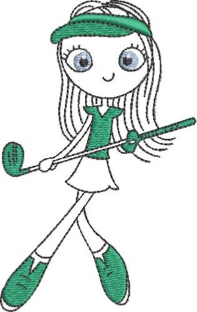 Picture of Lady Golfer 4 Machine Embroidery Design