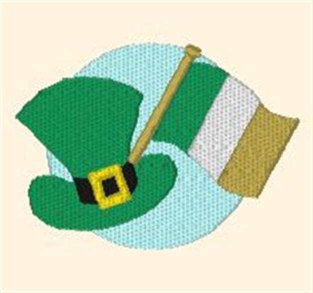Picture of Irish Hat Flag Machine Embroidery Design