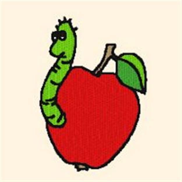 Picture of Worm Apple Machine Embroidery Design