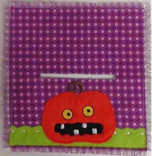 Picture of Jack-o-lantern Bag Topper Machine Embroidery Design