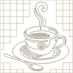 Picture of Coffee Quilt Block Machine Embroidery Design