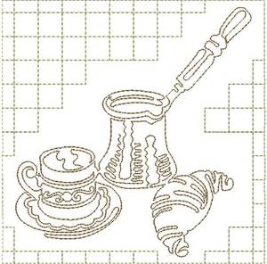 Picture of Coffee and Croissant Machine Embroidery Design